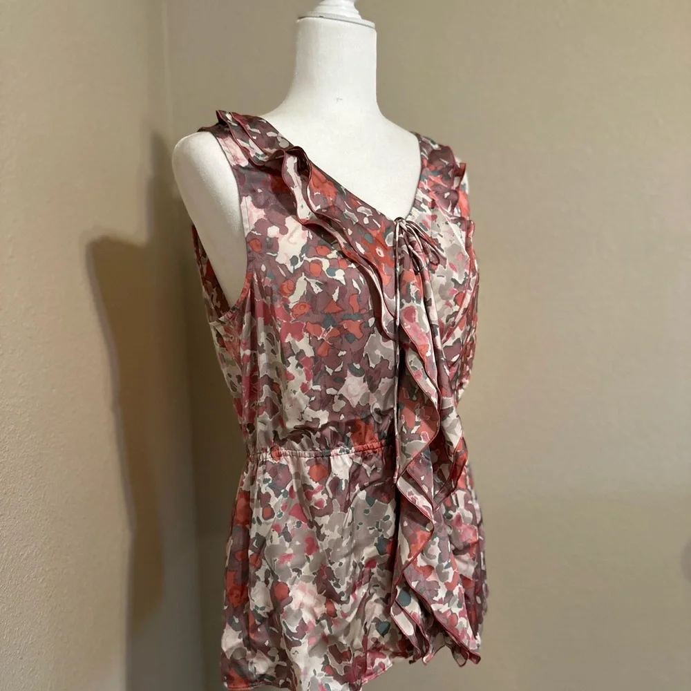 Banana Republic Pink Print Blouse Size: Large - Picture 1 of 6